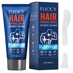 Ellocy hair removal cream for men packaging highlights convenient depilatory solution for grooming.