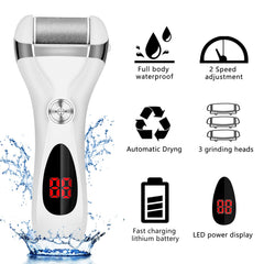 Elmchee foot callus remover LED battery display shows charging status.
