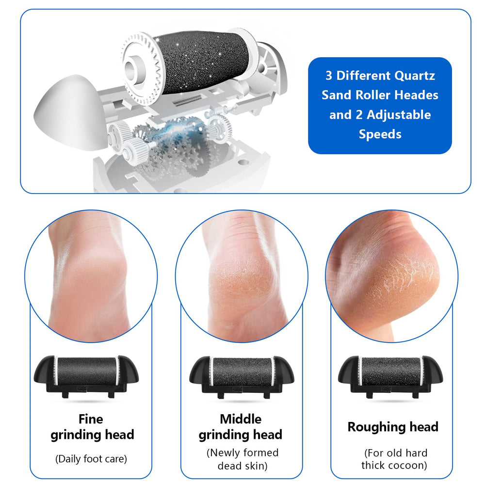 Elmchee foot file two speeds highlight adjustable power for sensitive and stubborn skin