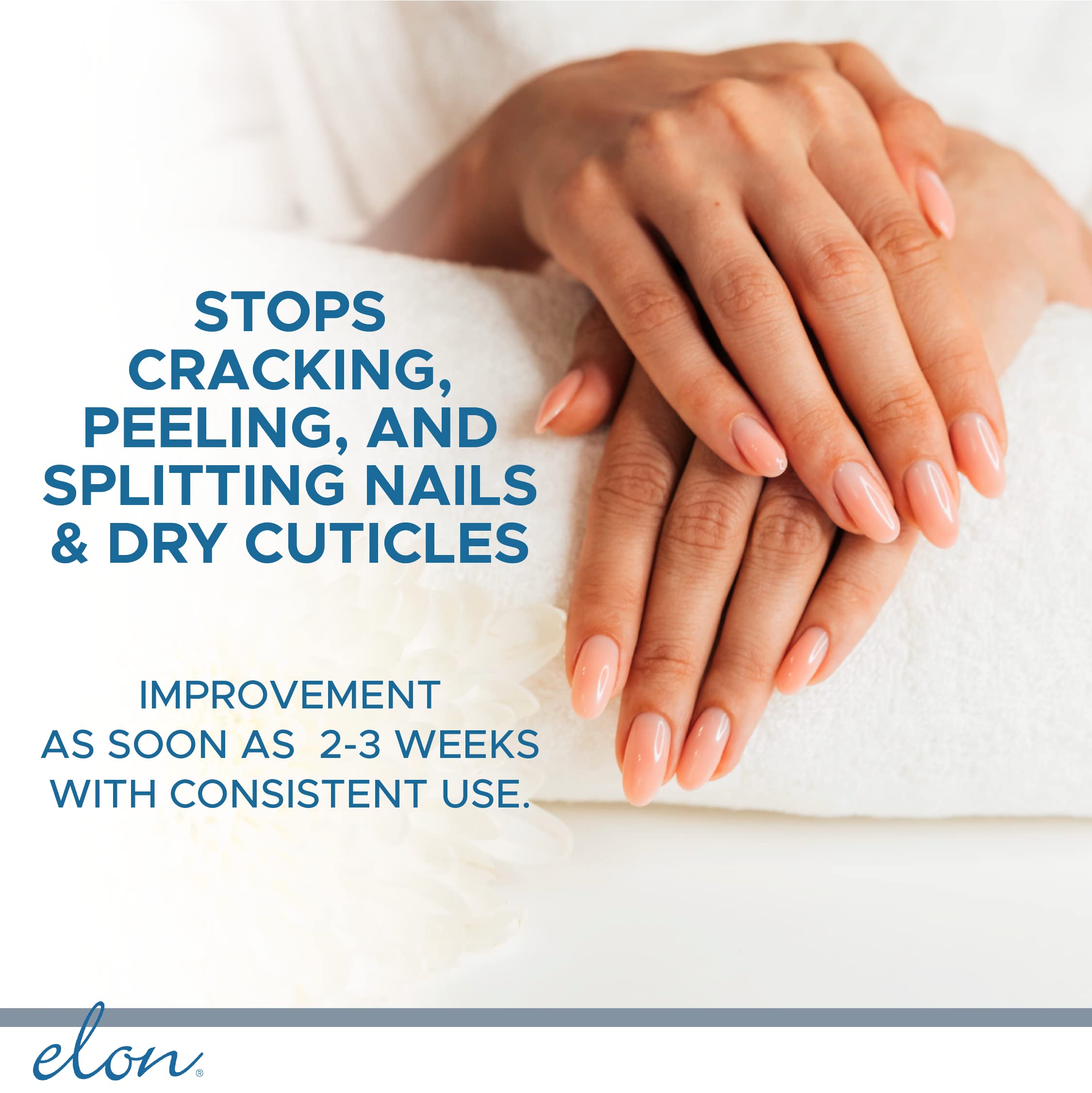 Elon Lanolin-Rich Nail Conditioner application on nails shows moisture for healthier-looking cuticles.
