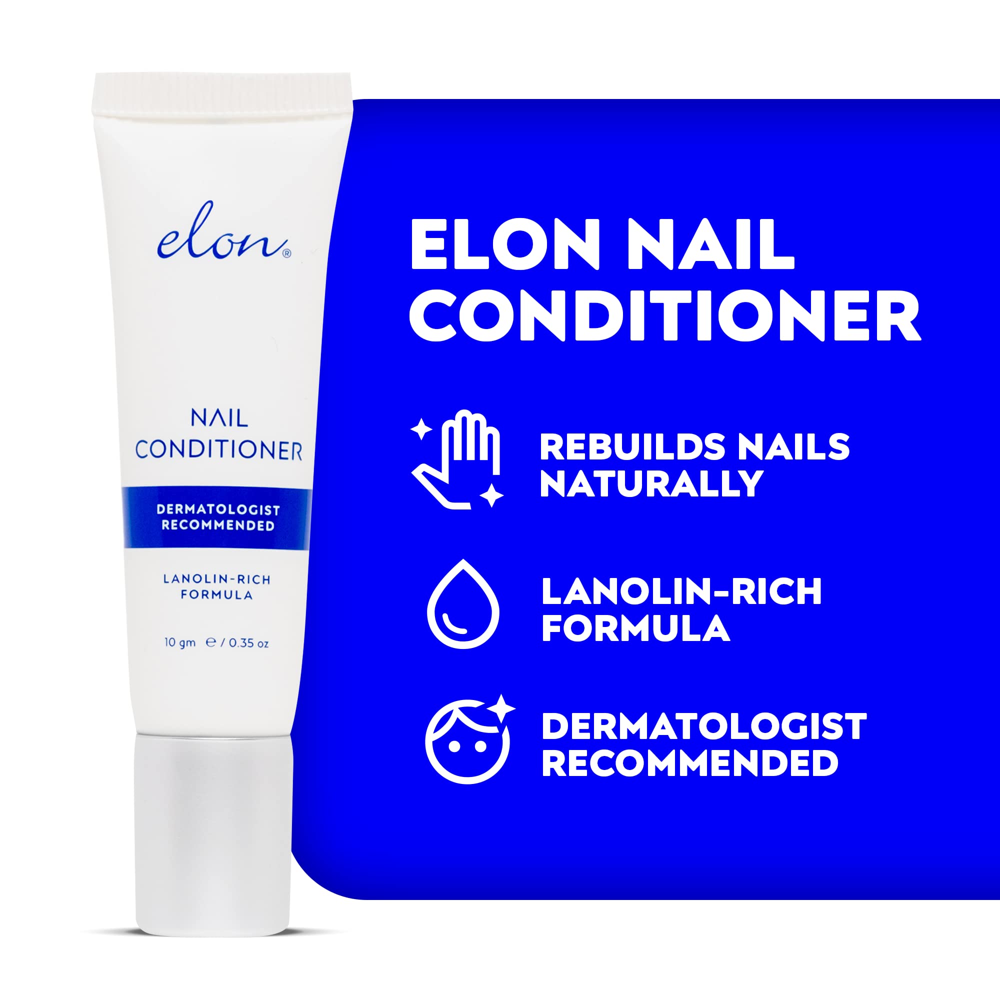 Elon Lanolin-Rich Nail Conditioner cap close-up highlights premium beeswax and lanolin formula.