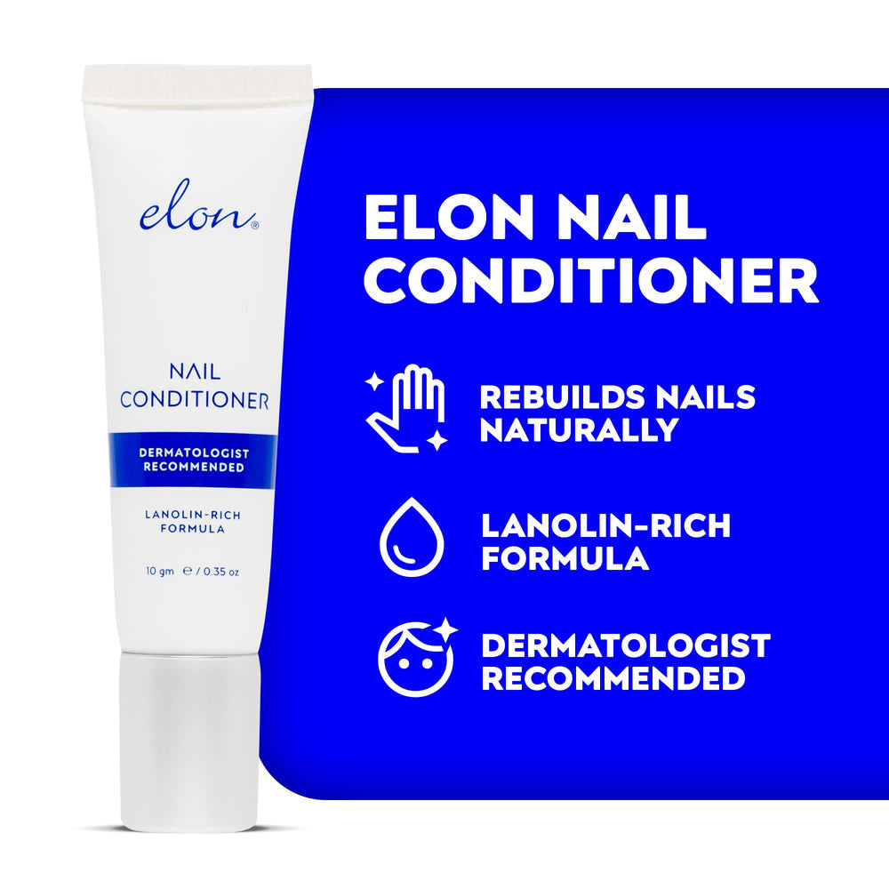 Elon Lanolin-Rich Nail Conditioner cap close-up highlights premium beeswax and lanolin formula.