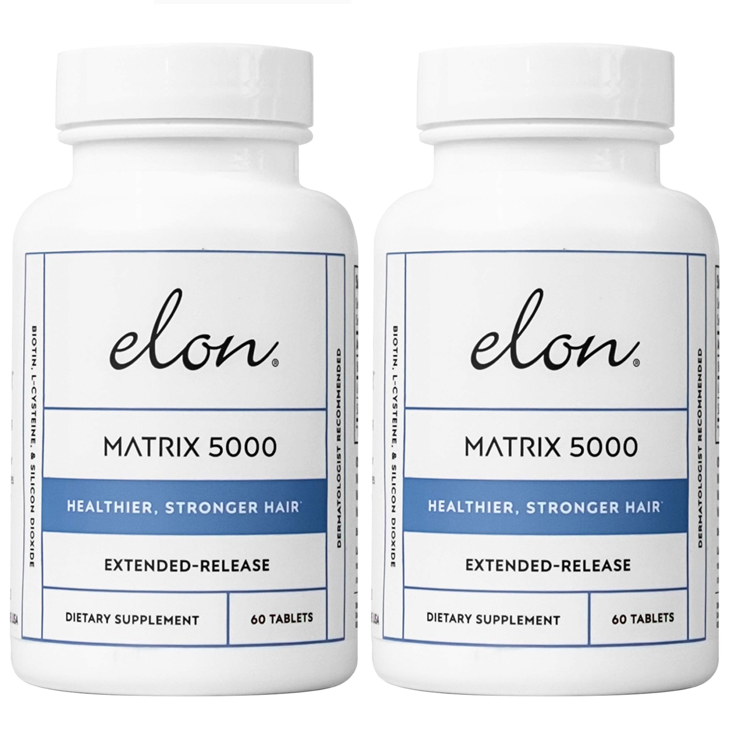 Elon Matrix 5000 bottle front shows biotin for hair growth potential