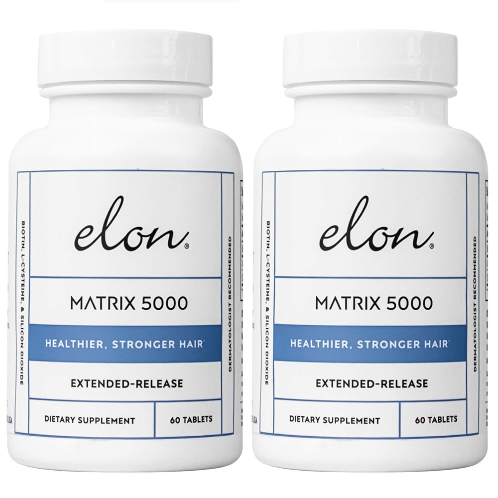 Elon Matrix 5000 bottle front shows biotin for hair growth potential