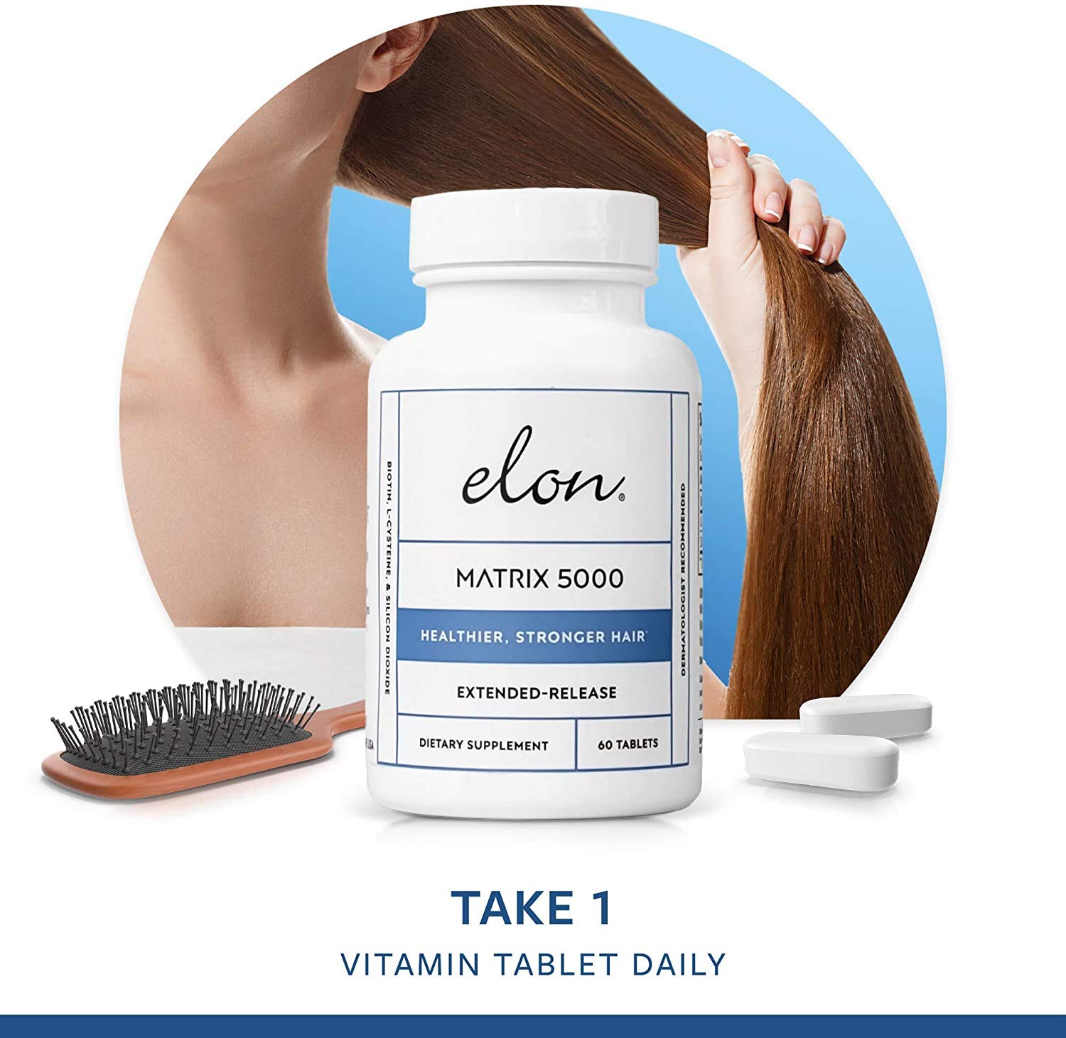 Elon Matrix 5000 two bottles on shelf for convenient routine