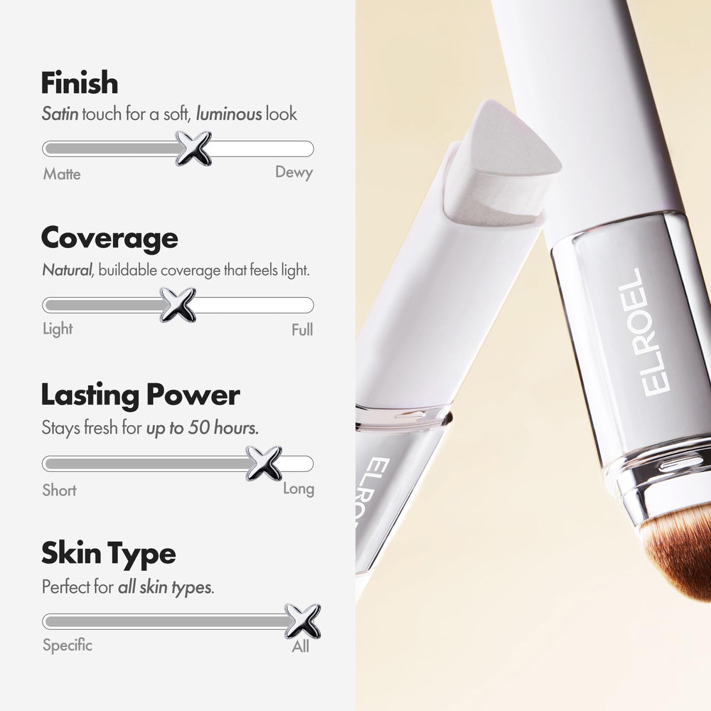 ELROEL Blanc Cover Stick V detachable brush for easy cleaning.