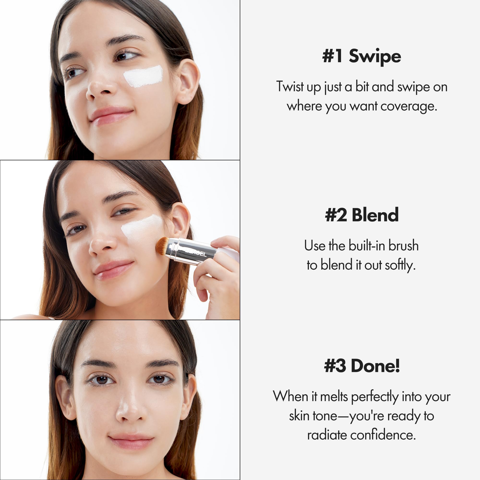 ELROEL Blanc Cover Stick V dual-ended brush enables seamless blending.