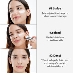 ELROEL Blanc Cover Stick V dual-ended brush enables seamless blending.
