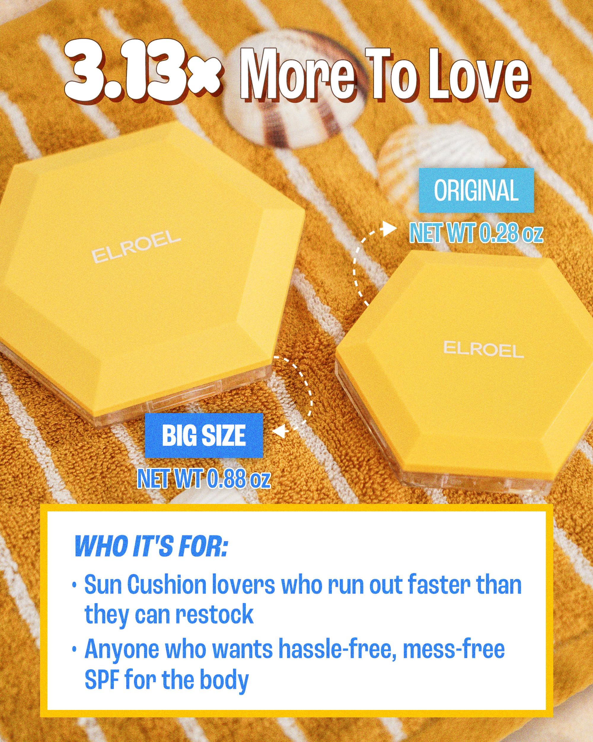 ELROEL Pang Pang Big Sun Cushion Plus open cushion shows sponge puff