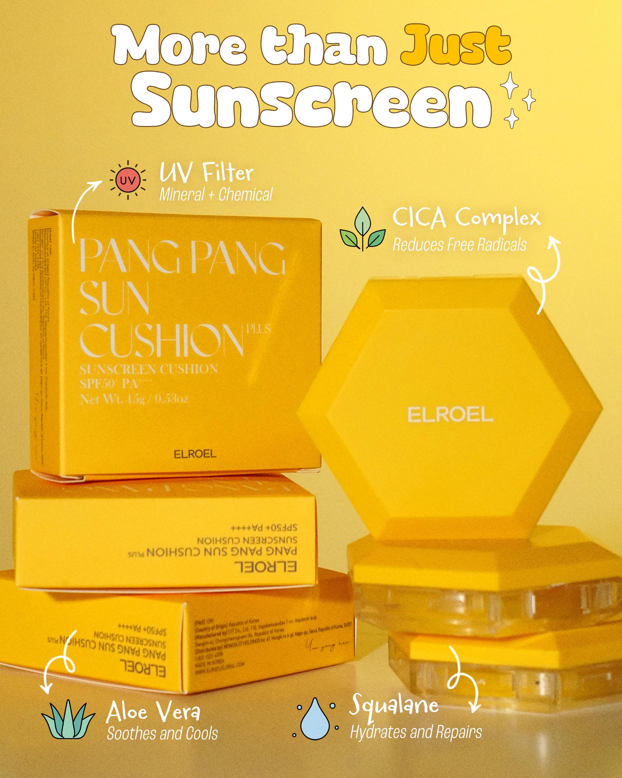 ELROEL Pang Pang Sun Cushion no white cast across tones