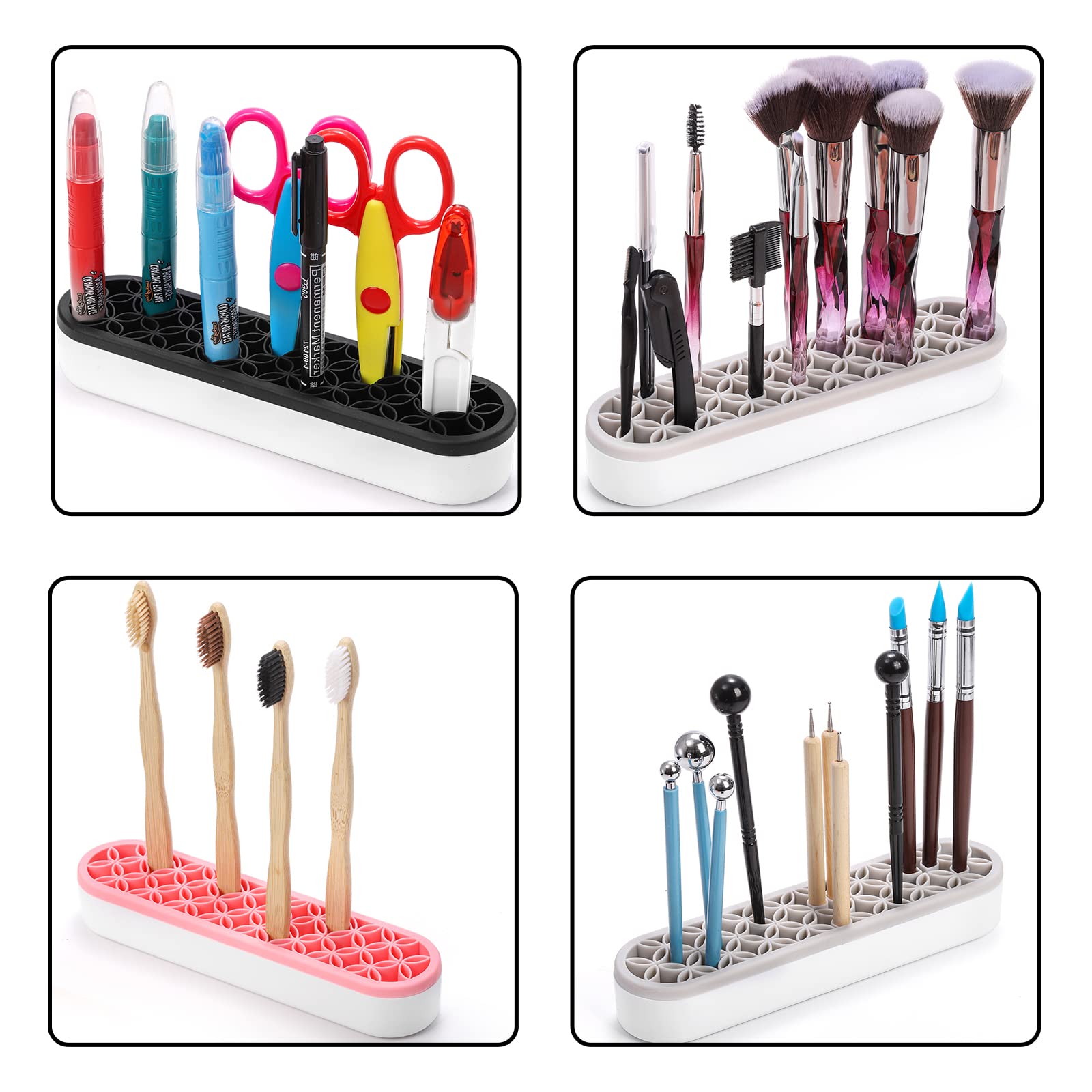 Elsjoy cosmetic tool organizer made of silicone and ABS for durable storage