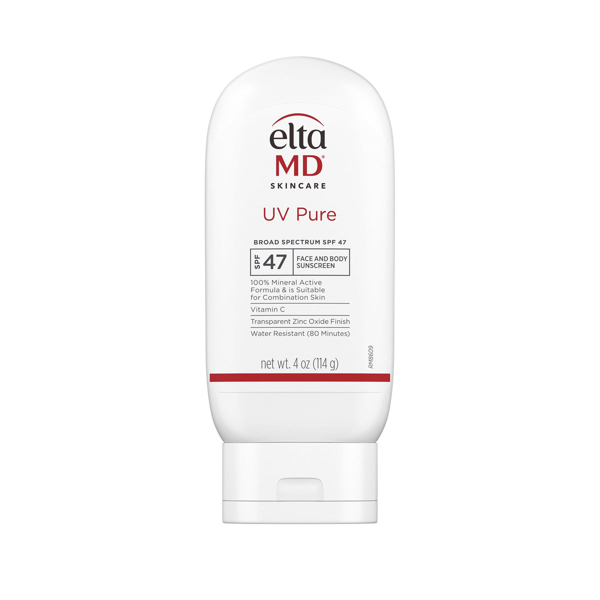 EltaMD UV Pure SPF 47 bottle closeup for mineral sun protection on skin