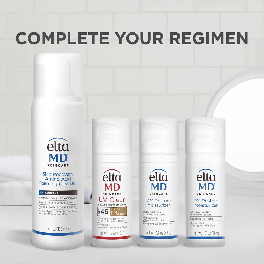 EltaMD AM Restore application-routine suggests a simple morning skincare step.