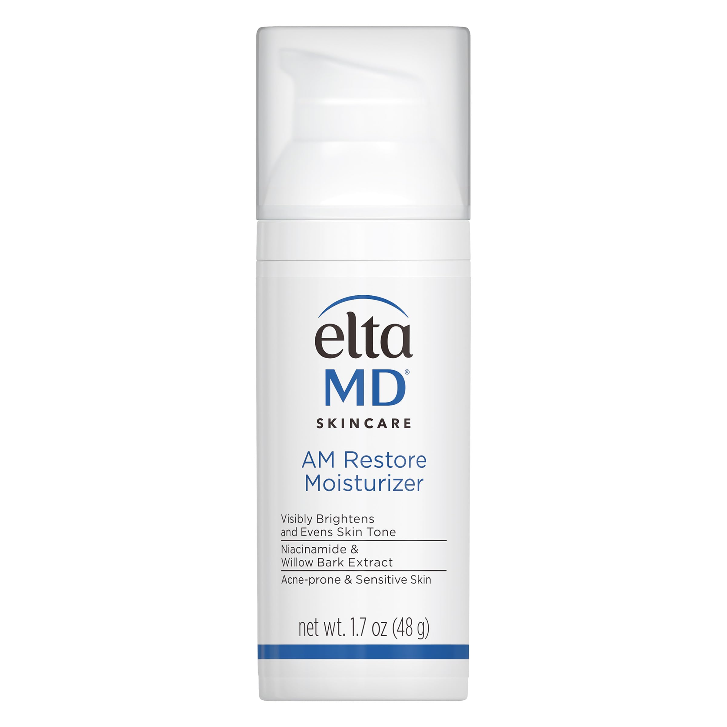 EltaMD AM Restore bottle pump for easy daily application and oil-free hydration.