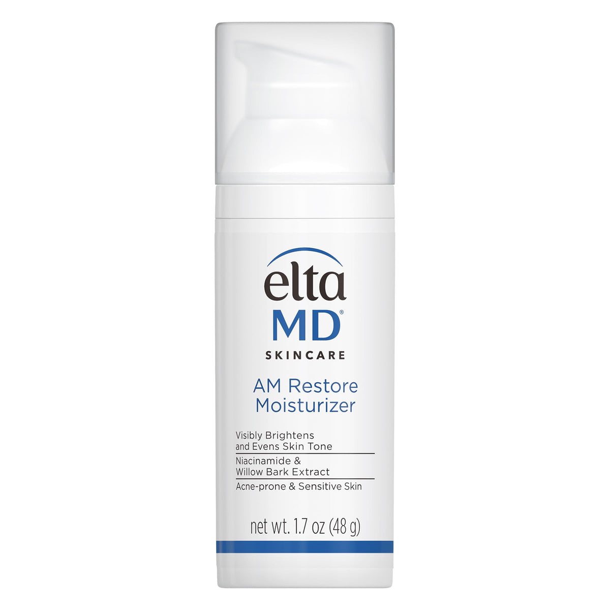 EltaMD AM Restore bottle pump for easy daily application and oil-free hydration.