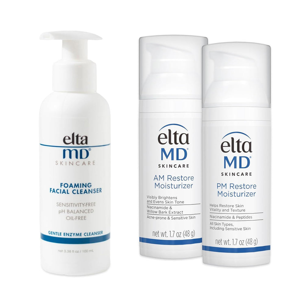 EltaMD AM Therapy moisturizer jar offers lightweight hydration to smooth texture and even skin tone.