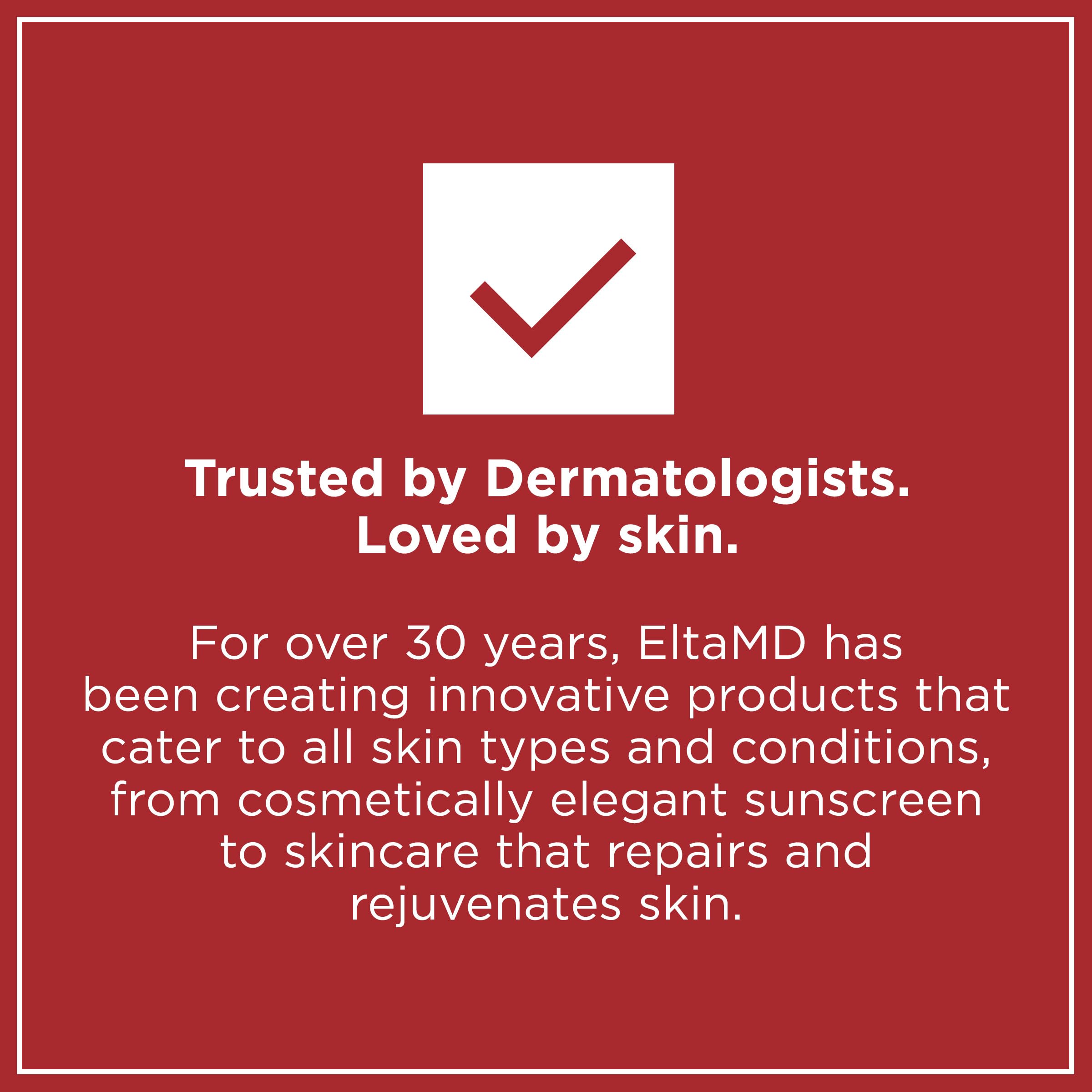 EltaMD collection on a countertop highlights fragrance-free, oil-free formula ideal for sensitive skin.