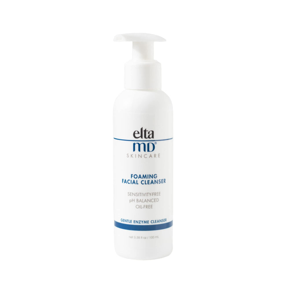 EltaMD Foaming Facial Cleanser bottle front demonstrates gentle cleansing for oily or sensitive skin