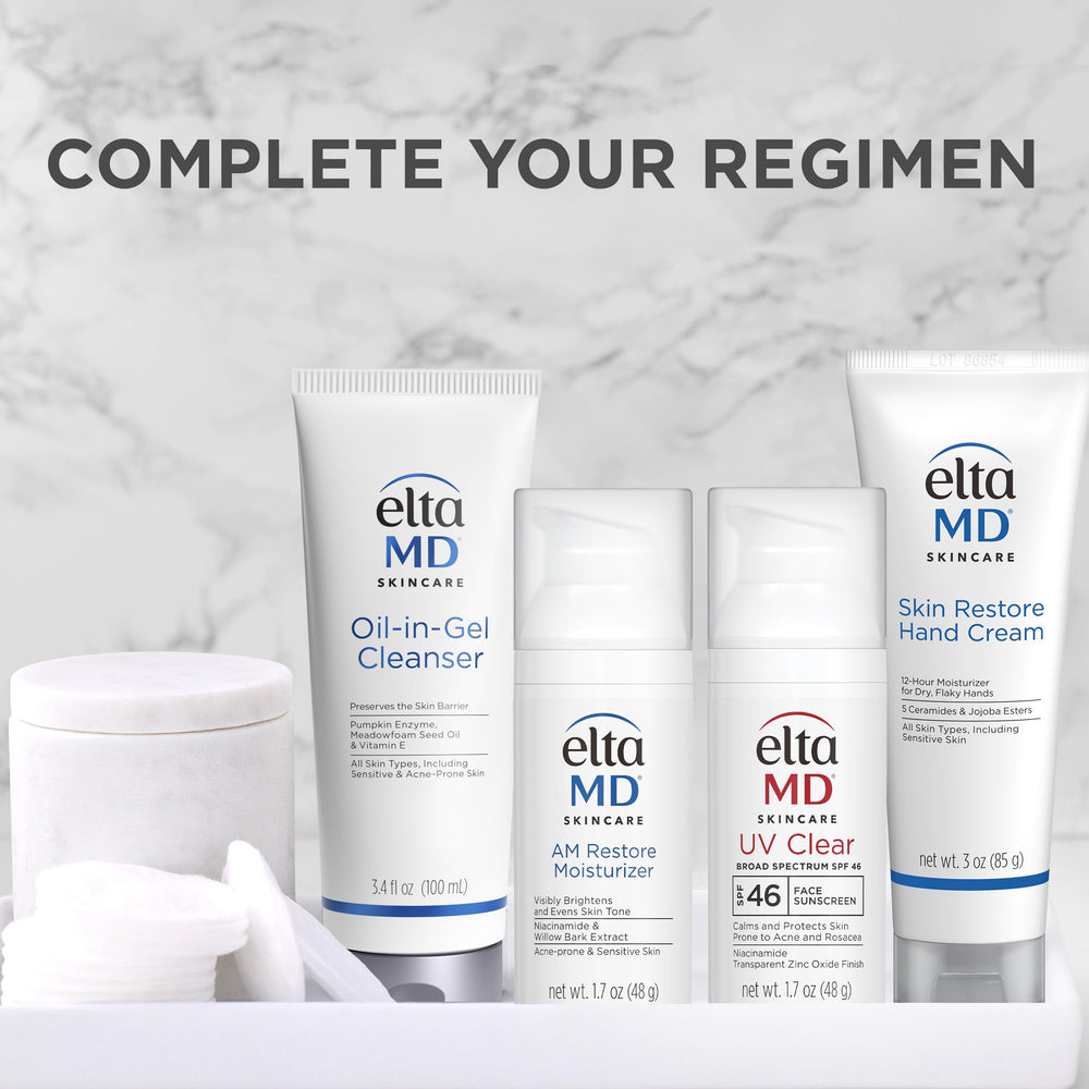 Fragrance free EltaMD hand cream texture suitable for sensitive skin contexts.