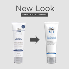 EltaMD hand cream application on hand demonstrates quick absorption and non sticky feel.