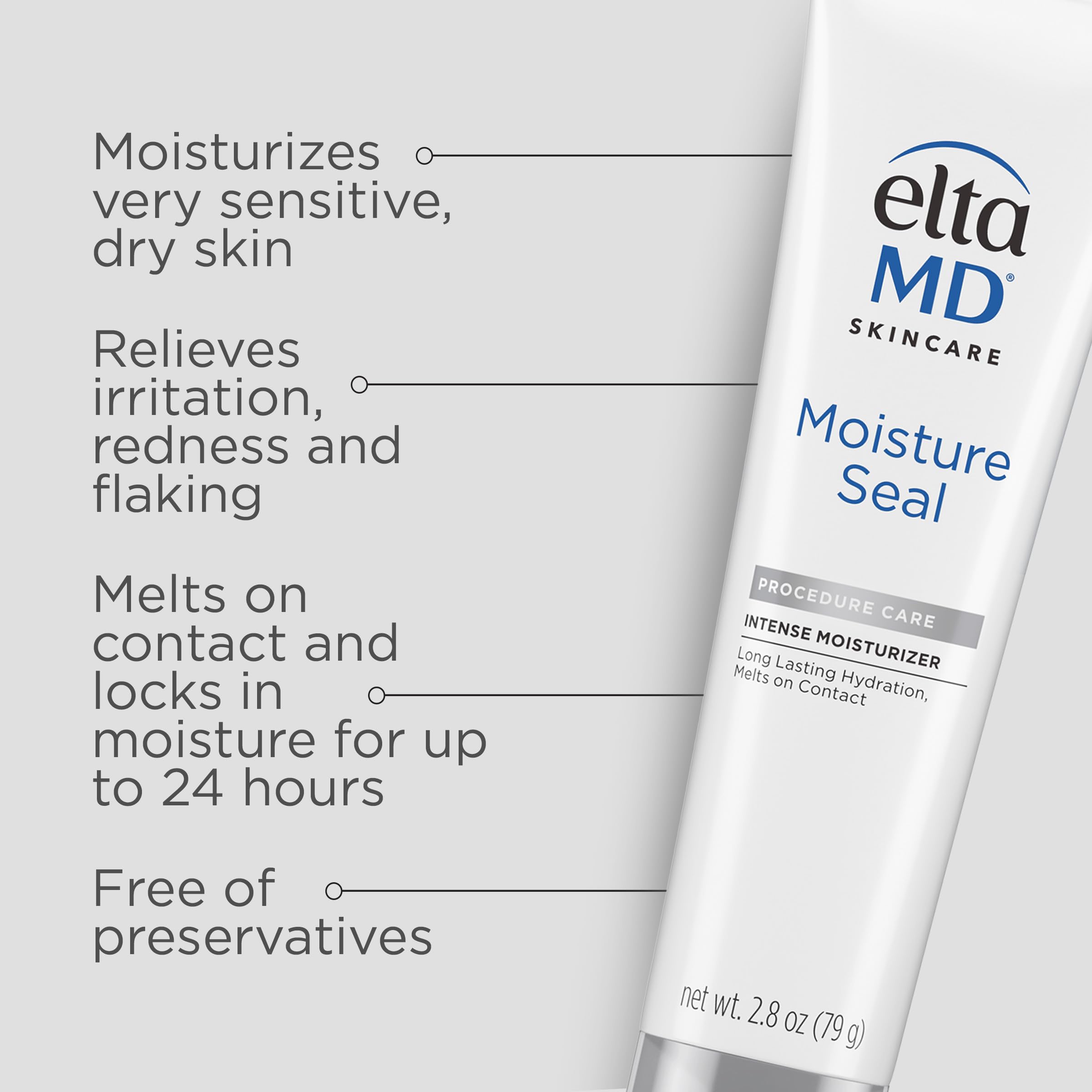 EltaMD Moisture Seal tube dispense demonstrates controlled, gentle application.