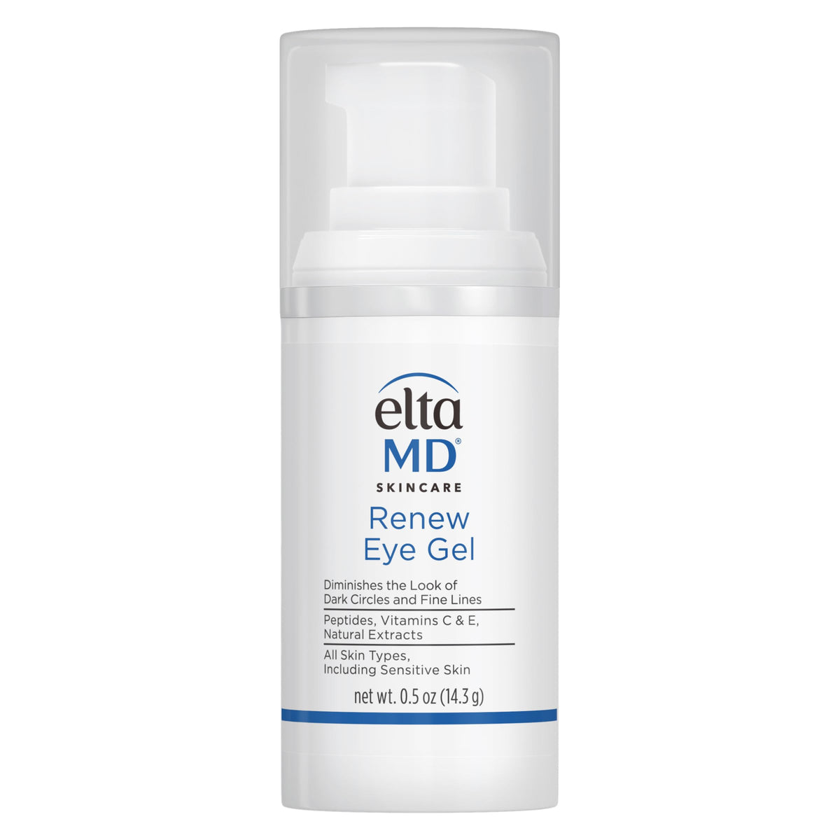 EltaMD Renew Eye Gel pump bottle for easy under-eye application and refreshed appearance.