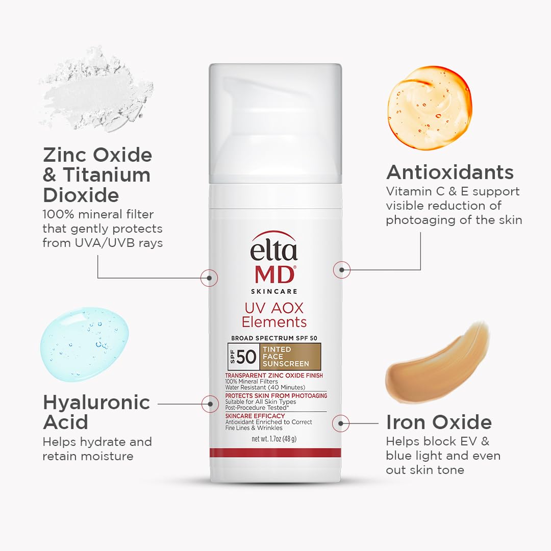 EltaMD UV AOX Elements bisabolol soothing gentle for sensitive skin.