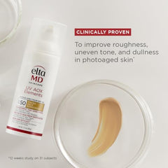 EltaMD UV AOX Elements tinted sunscreen swirl on skin for even tone.