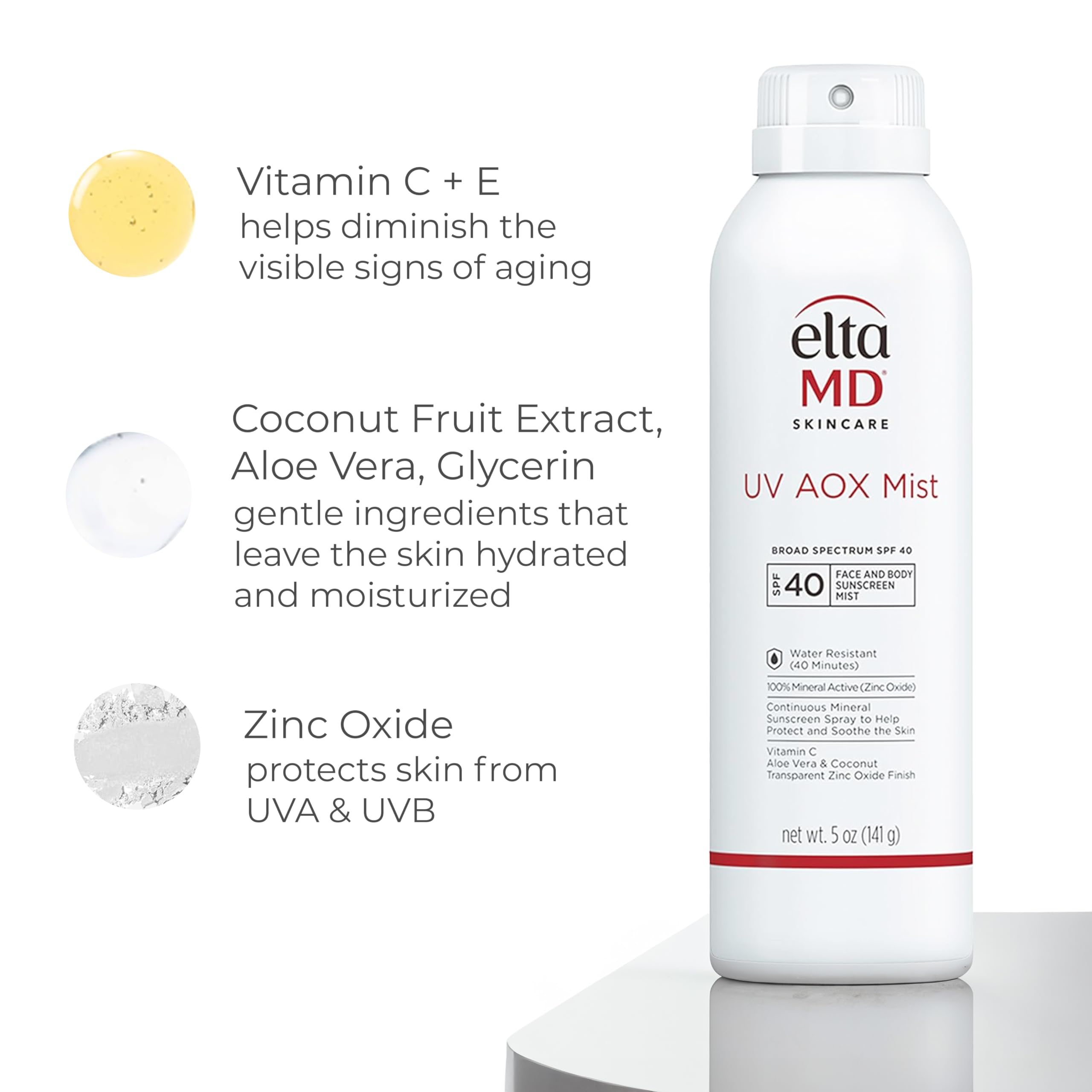 EltaMD UV AOX Mist antioxidants support skin during sun exposure