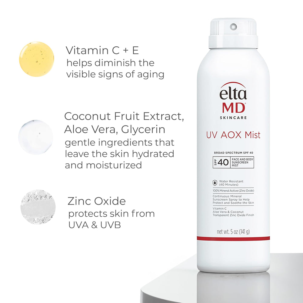 EltaMD UV AOX Mist antioxidants support skin during sun exposure