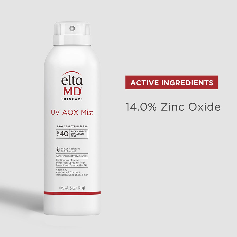 EltaMD UV AOX Mist clear-drying formula without white cast