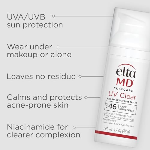 EltaMD UV Clear sunscreen with silky texture applies smoothly for makeup-ready protection.