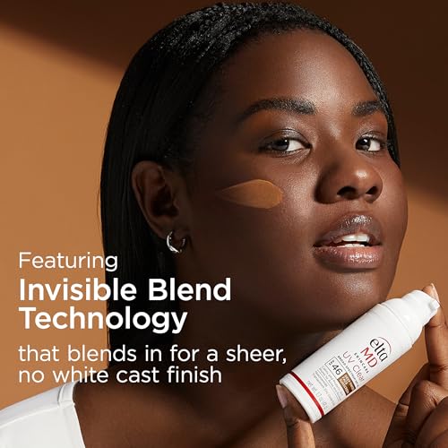 EltaMD UV Clear tinted swatches on deep skin with sheer finish