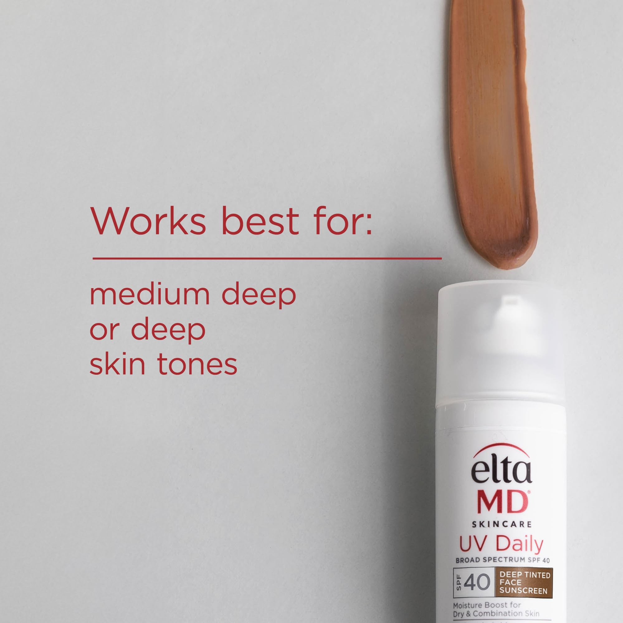 EltaMD UV Daily Deep Tint SPF 40 finish on skin looks natural and subtle