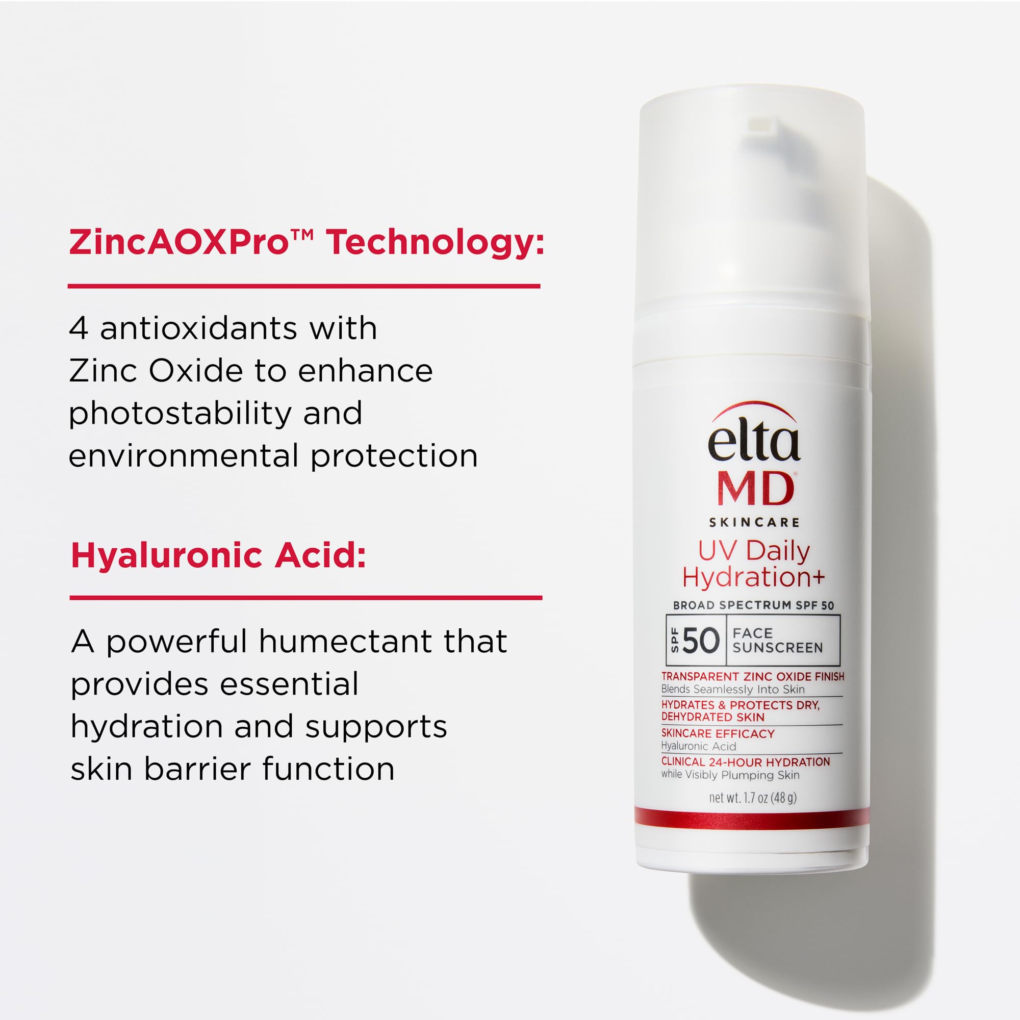 EltaMD UV Daily Hydration+ hyaluronic acid glow on skin.