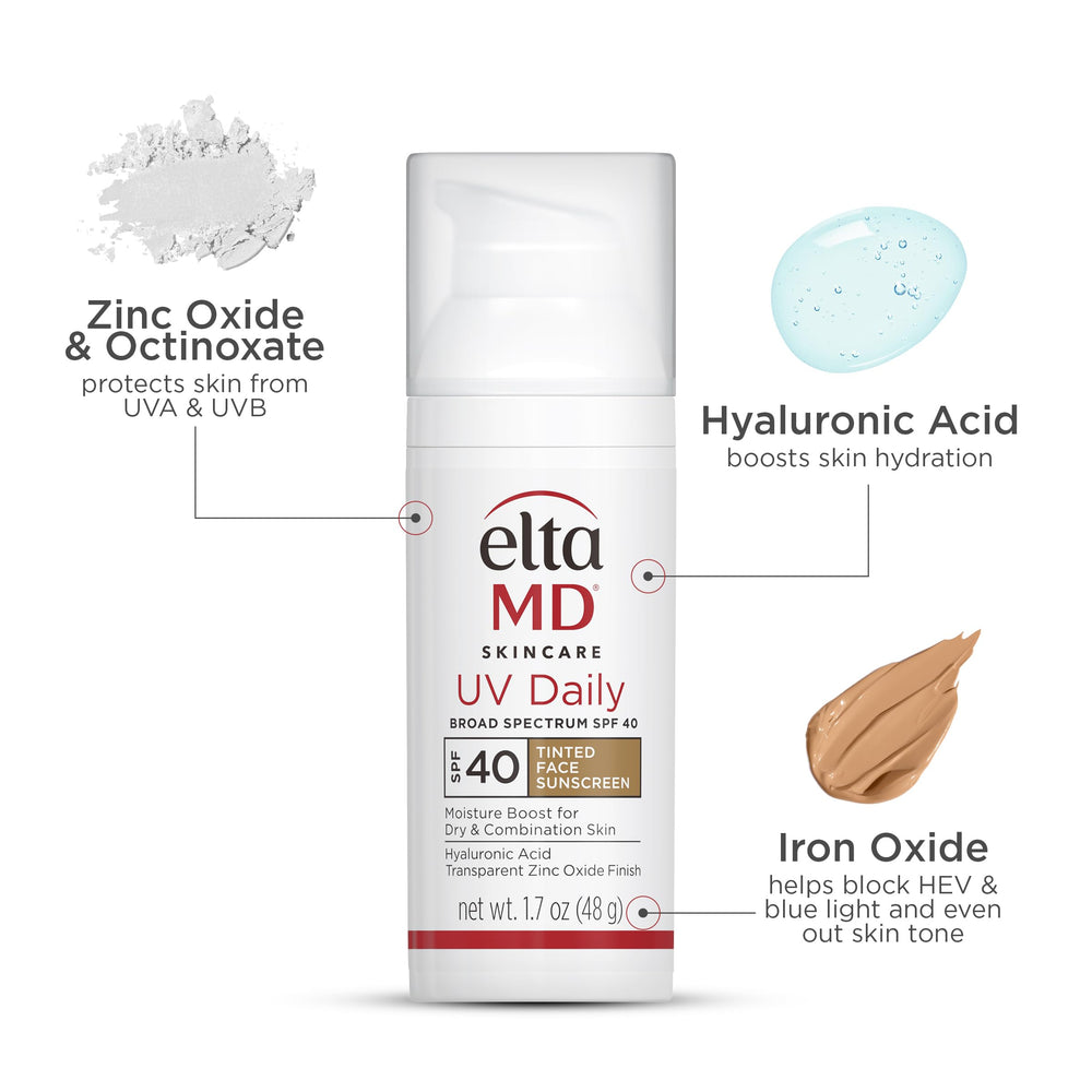 Fragrance-free label on EltaMD UV Daily signals sensitive-skin friendly formula.