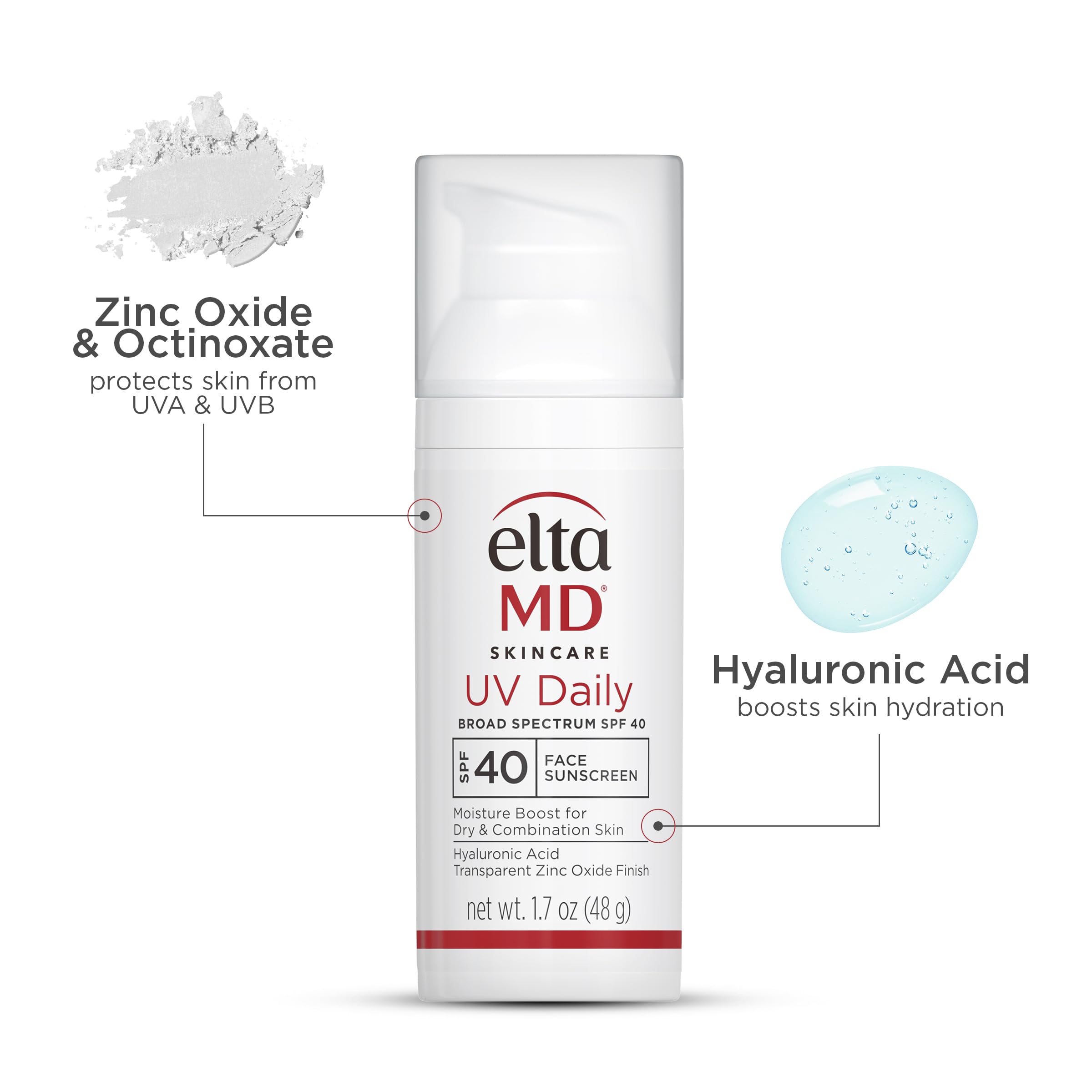EltaMD UV Daily zinc oxide mineral sunscreen shields UVA/UVB