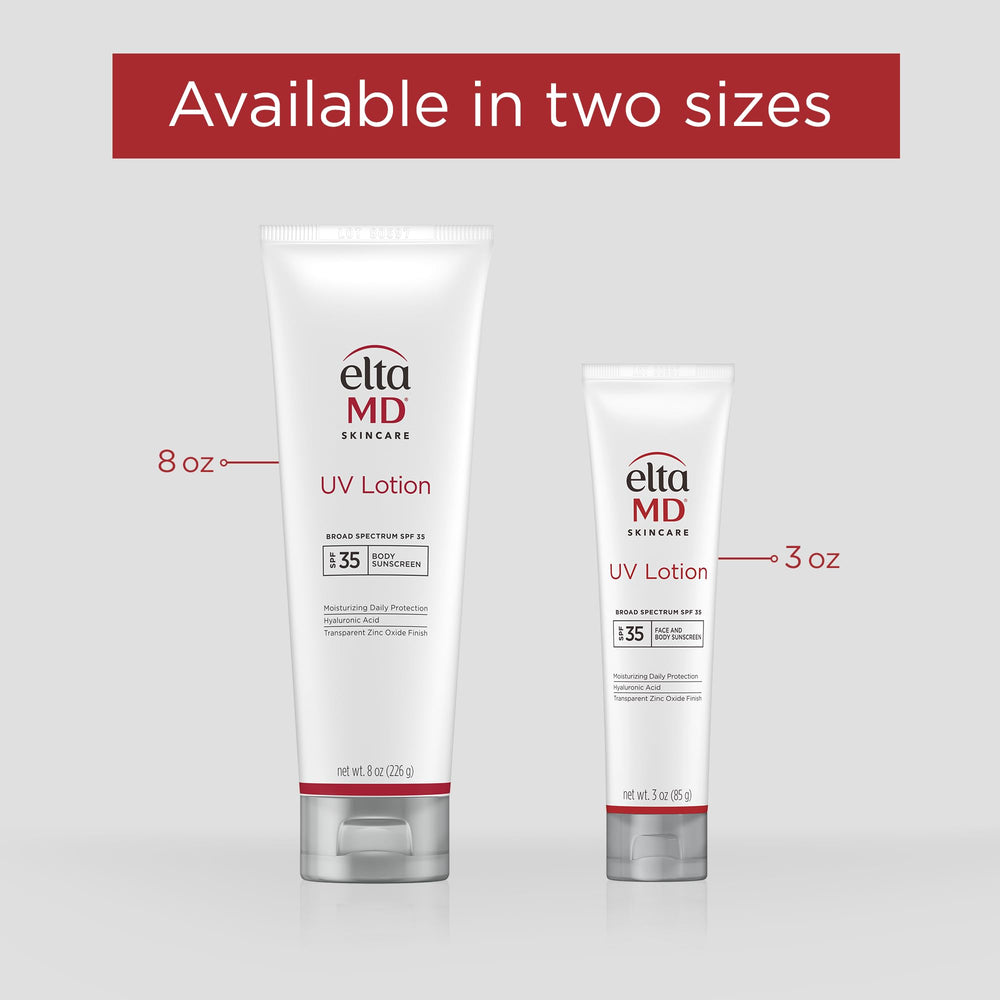 EltaMD UV Lotion bottle on beach bag highlighting water resistance up to 40 minutes