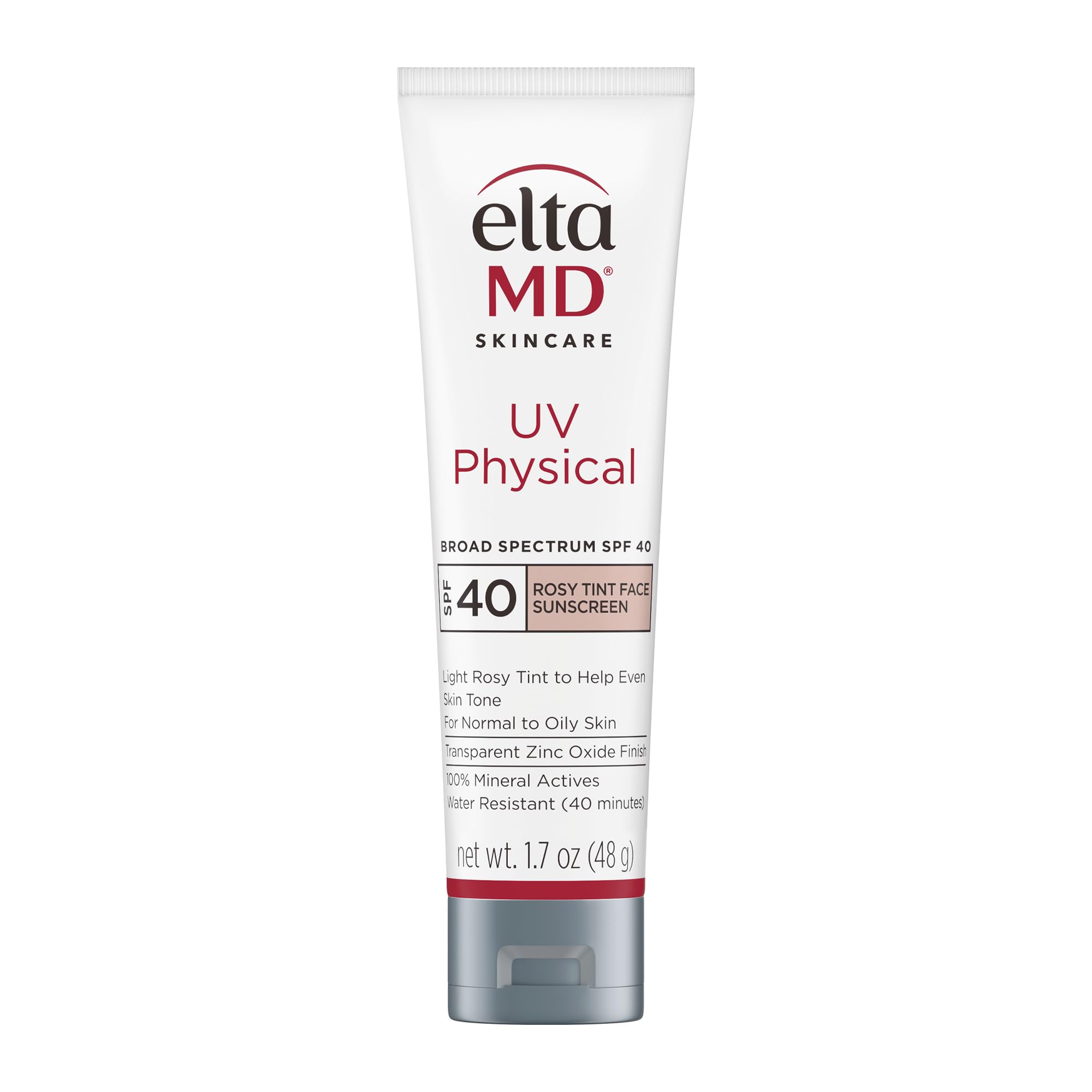 EltaMD UV Physical Rosy Tint bottle front with rosy tint for daily sun protection.