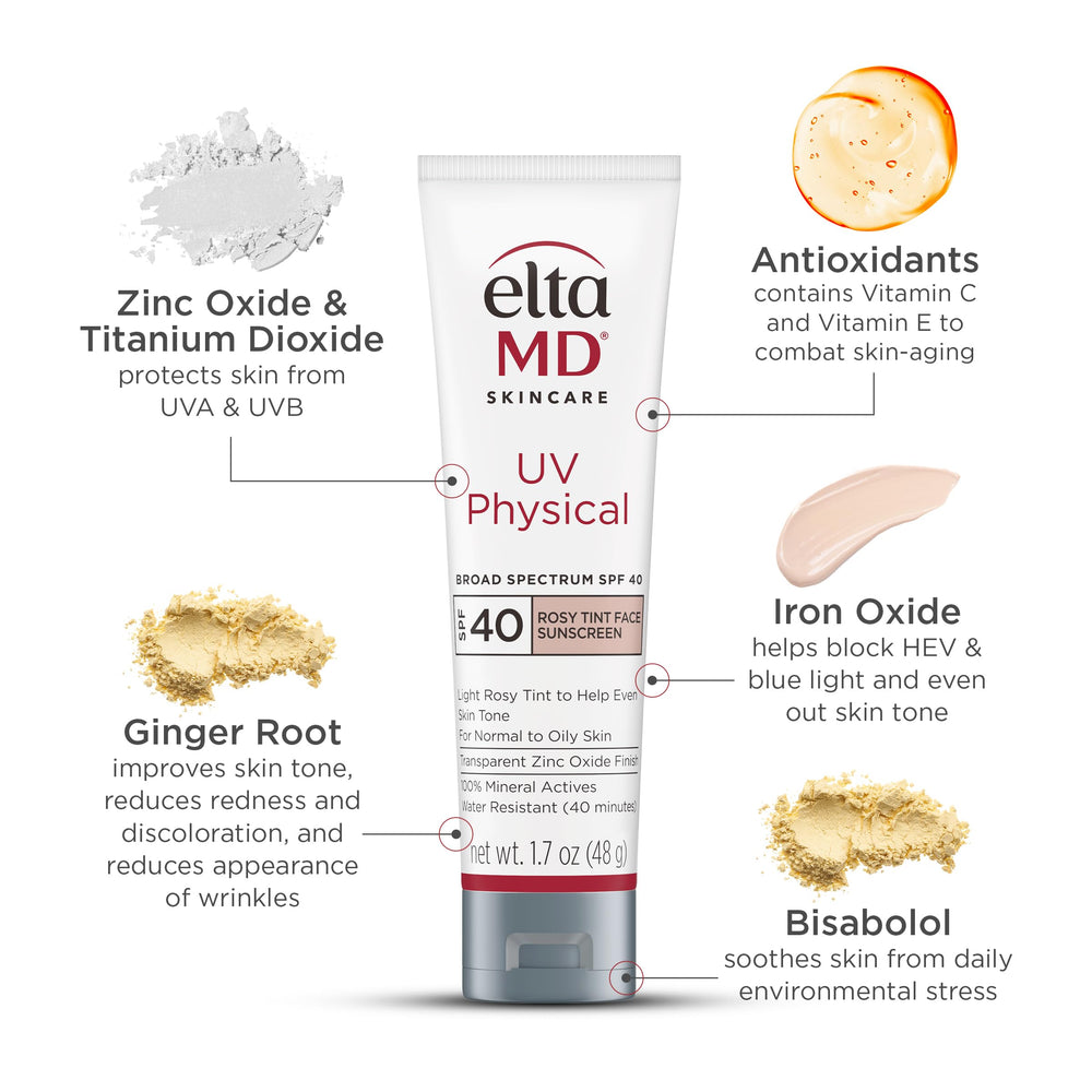 EltaMD UV Physical Rosy Tint non-comedogenic formula helps prevent clogged pores.