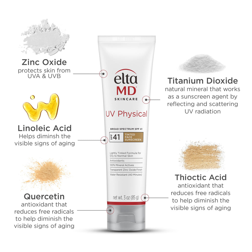 EltaMD UV Physical tinted sunscreen water-resistant up to 40 minutes during activity