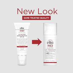 EltaMD UV Restore bottle back with ingredients and SPF 40 visible.