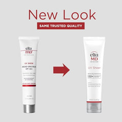 EltaMD UV Sheer face sunscreen tube back view showing ingredients and usage