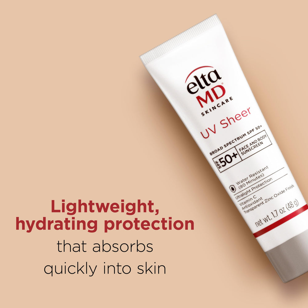EltaMD UV Sheer with hyaluronic acid hydrates skin while protecting from sun.