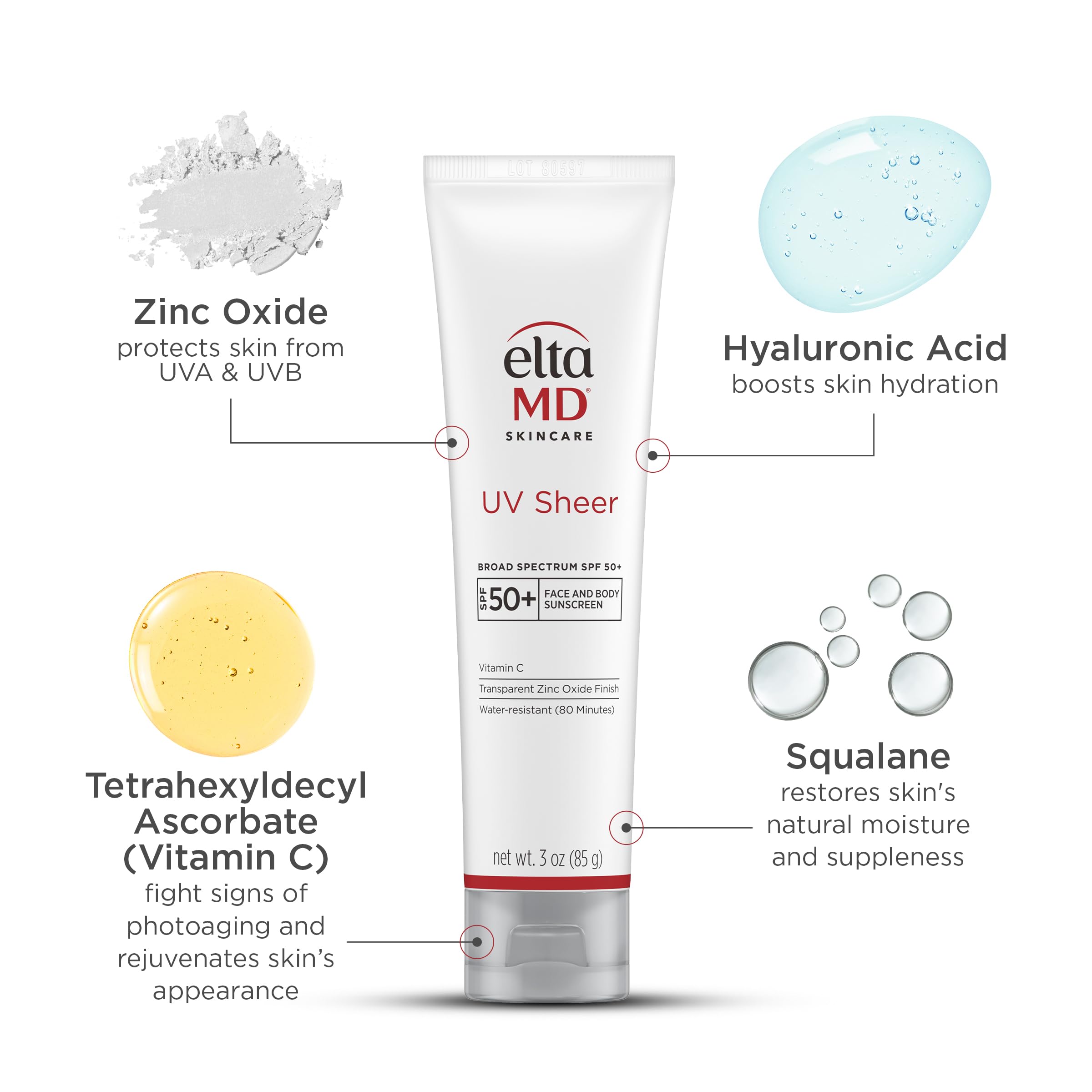 EltaMD UV Sheer contains squalane and vitamin C for skin-friendly care