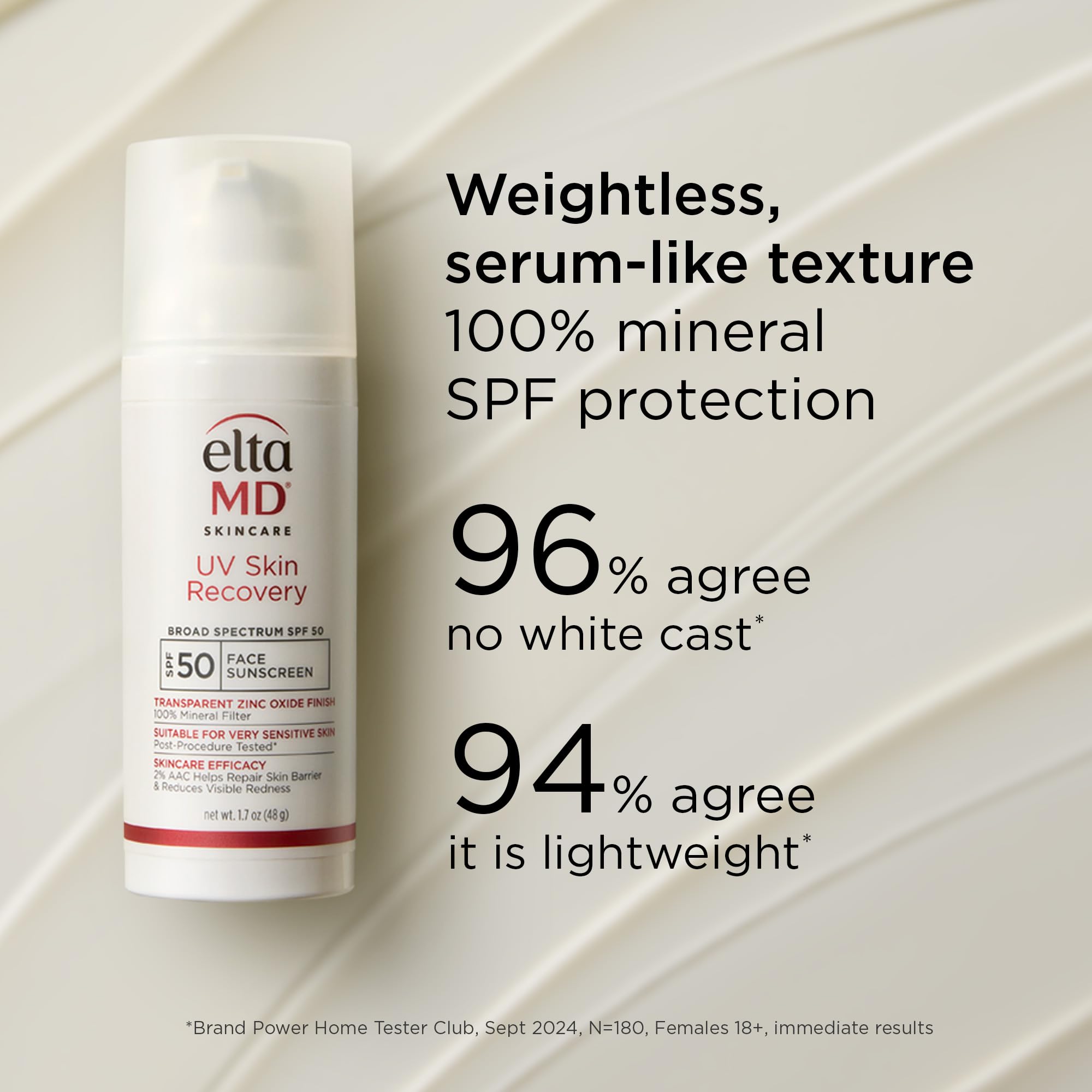 EltaMD UV Skin Recovery daily-use image highlights broad SPF 50 protection outdoors.