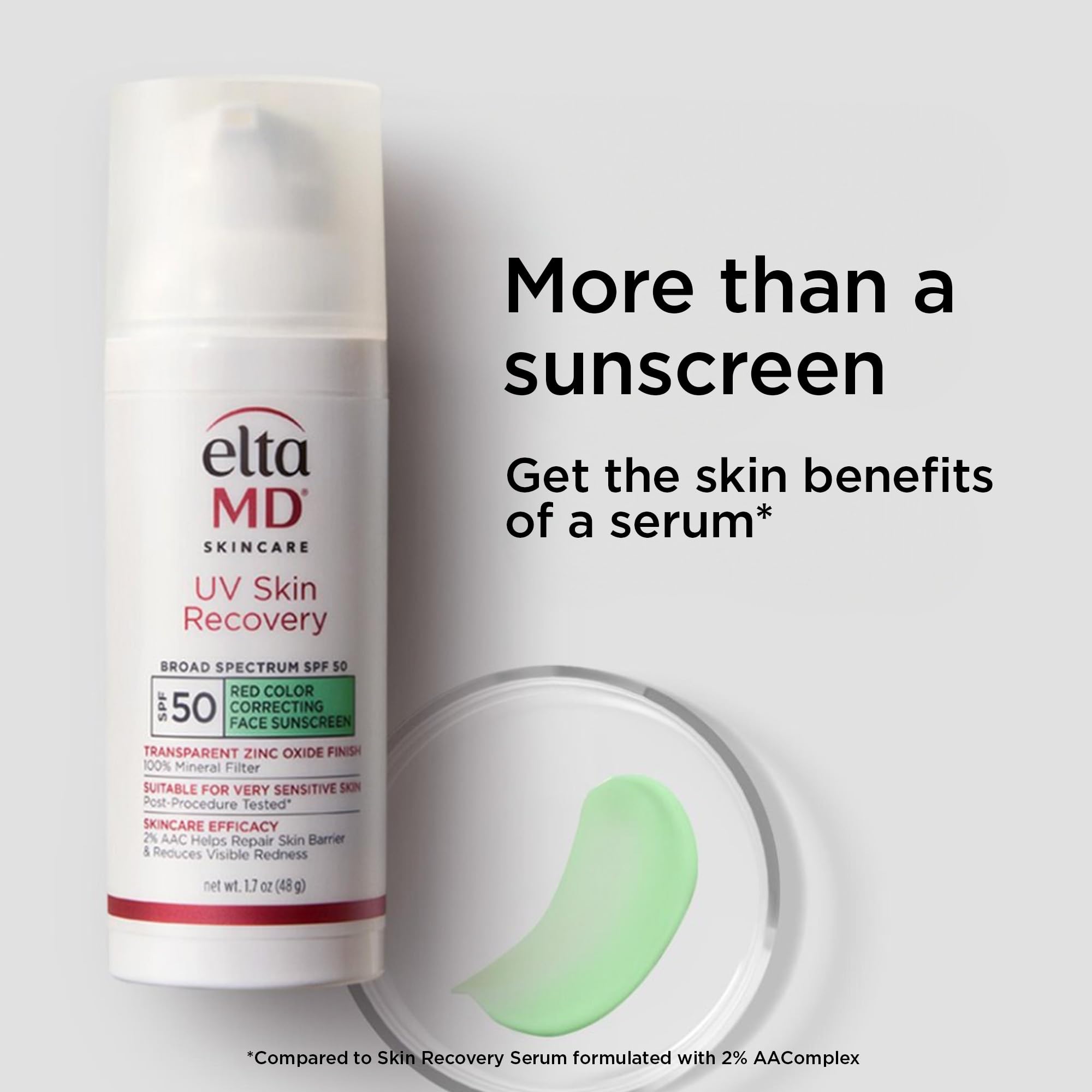 EltaMD UV Skin Recovery Green Tint suited for rosacea-prone skin types.