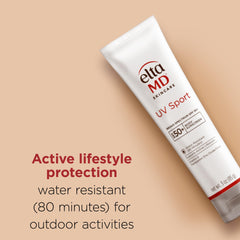 EltaMD UV Sport lotion on forearm—even coverage for continuous protection.
