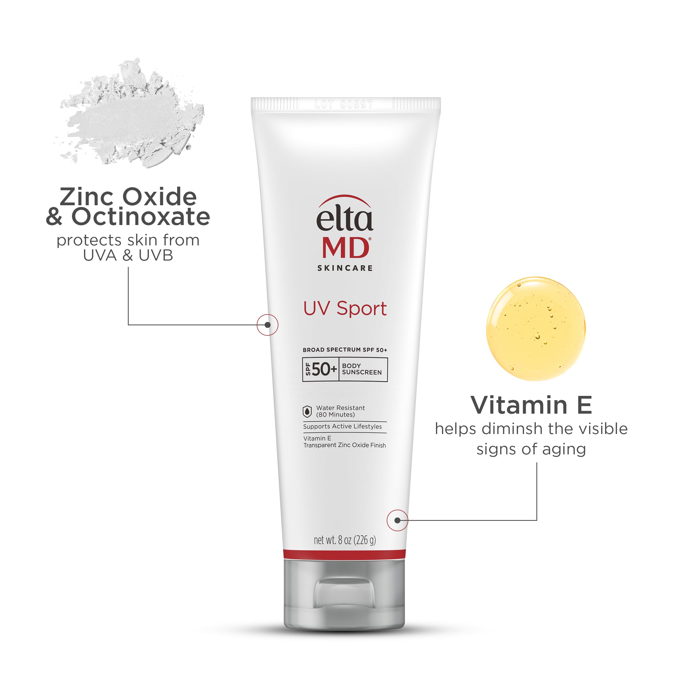 EltaMD UV Sport bottle during a pool workout—water and sweat resistance in action.