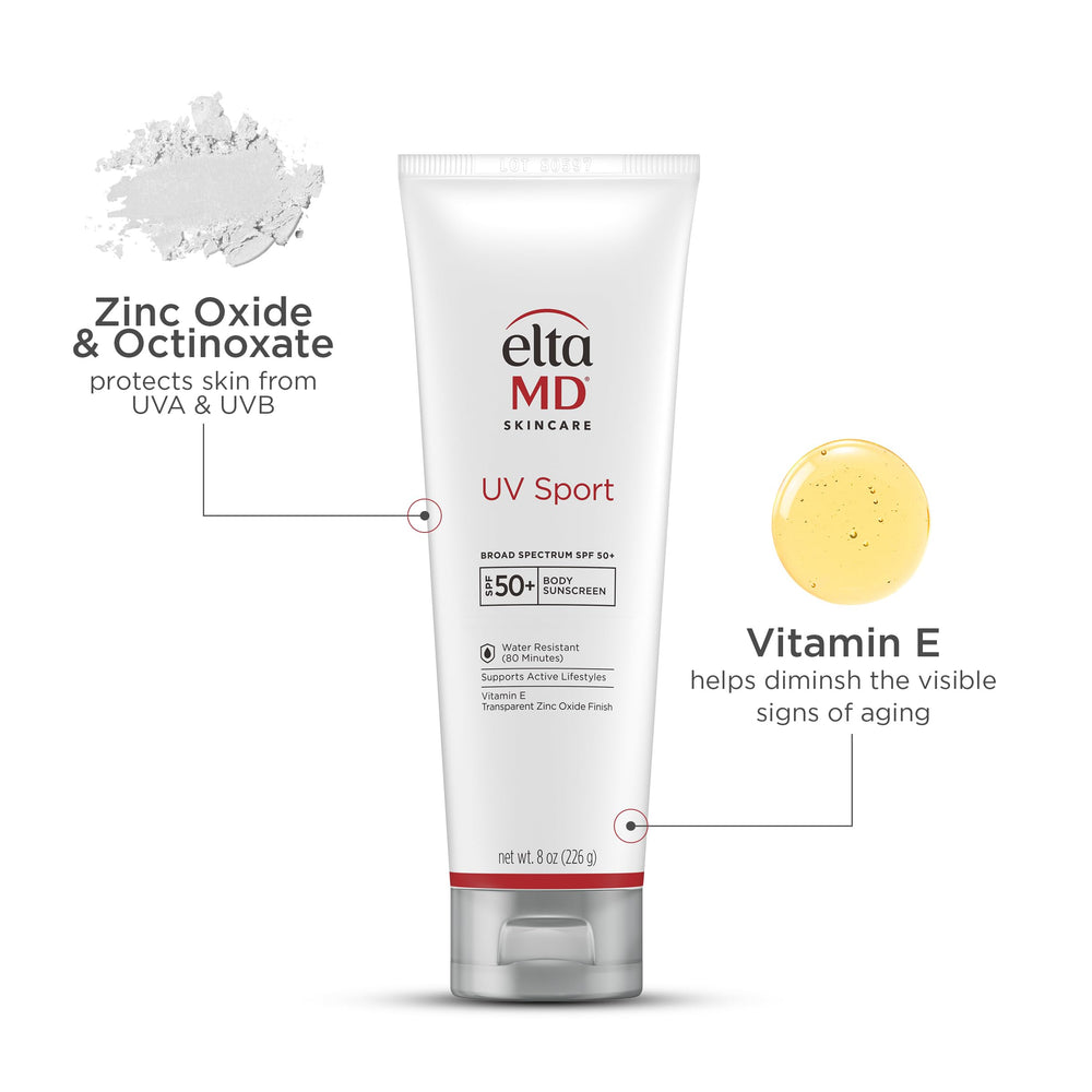 EltaMD UV Sport bottle during a pool workout—water and sweat resistance in action.